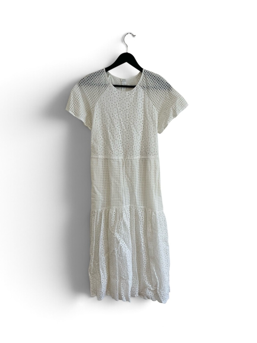 Diane Von Furstenberg White Eyelet Tiered Midi Dress